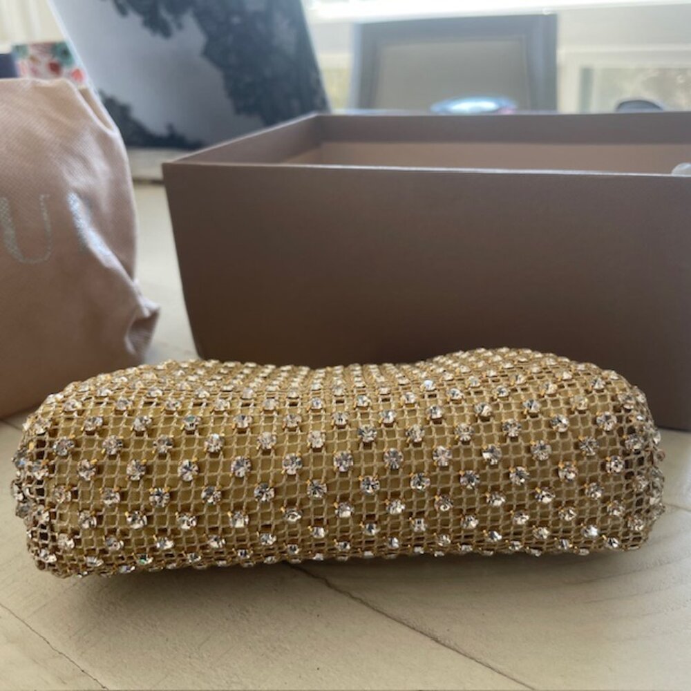 MENBUR GOLD CRYSTAL MESH CLUTCH SMALL SHOULDER BAG #12721-36 NWB - Picture 13 of 15